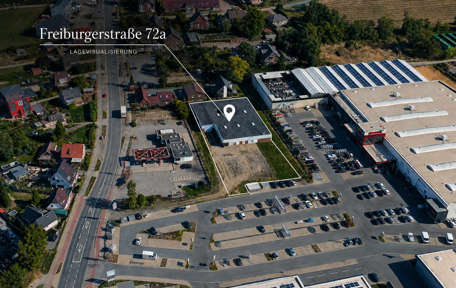 Schrägluftbild der Freiburgerstraße 72A und der Nachbarschaft in Stade